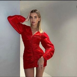 Zara red draped dress